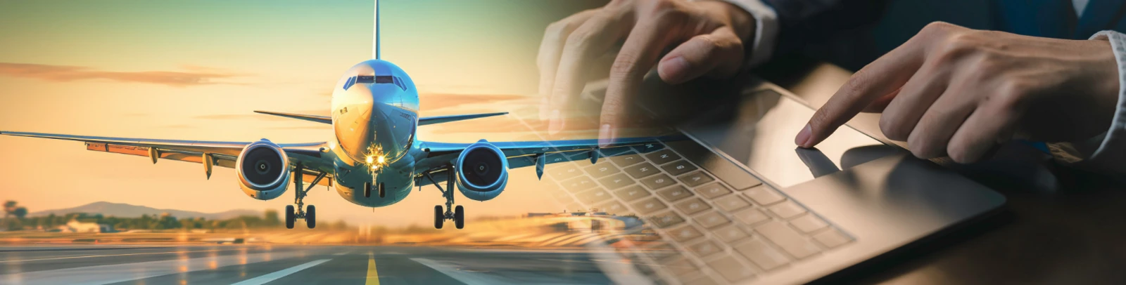 急な予定変更にも小回りの利くスピードで即判断し、法人向けビジネス旅行の飛行機を迅速に手配する様子
